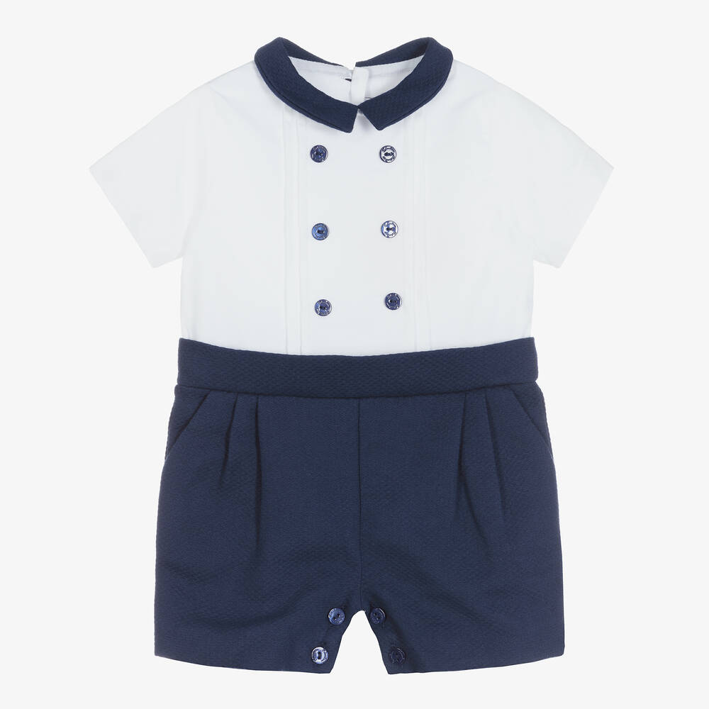 Patachou - Blue & White Baby Shortie | Childrensalon