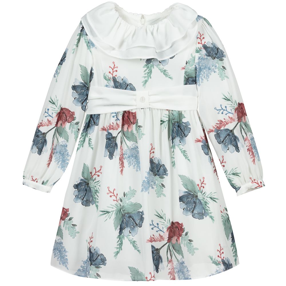 Patachou - Robe bleue et blanche en mousseline | Childrensalon