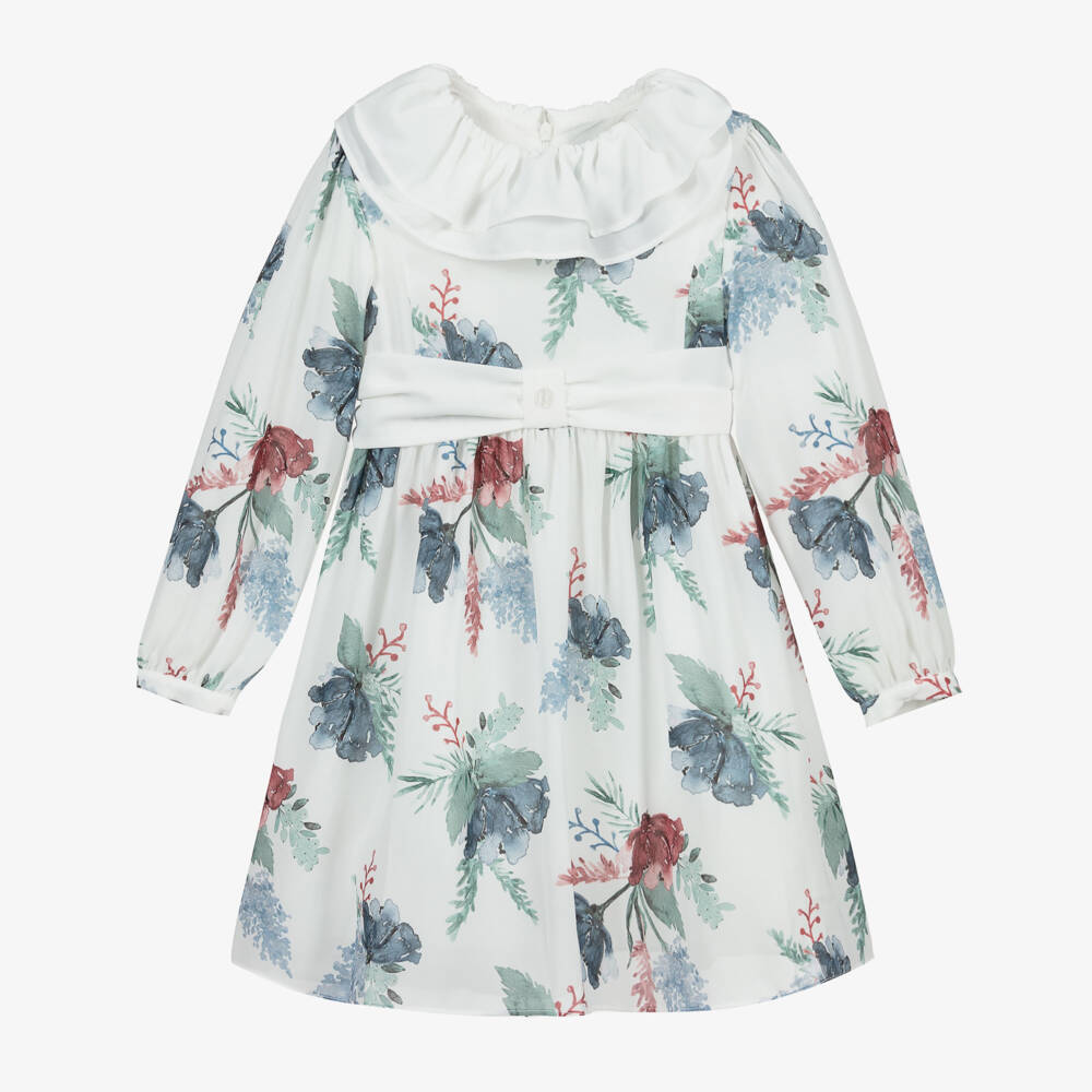 Patachou-Blue & White Chiffon Dress | Childrensalon Outlet