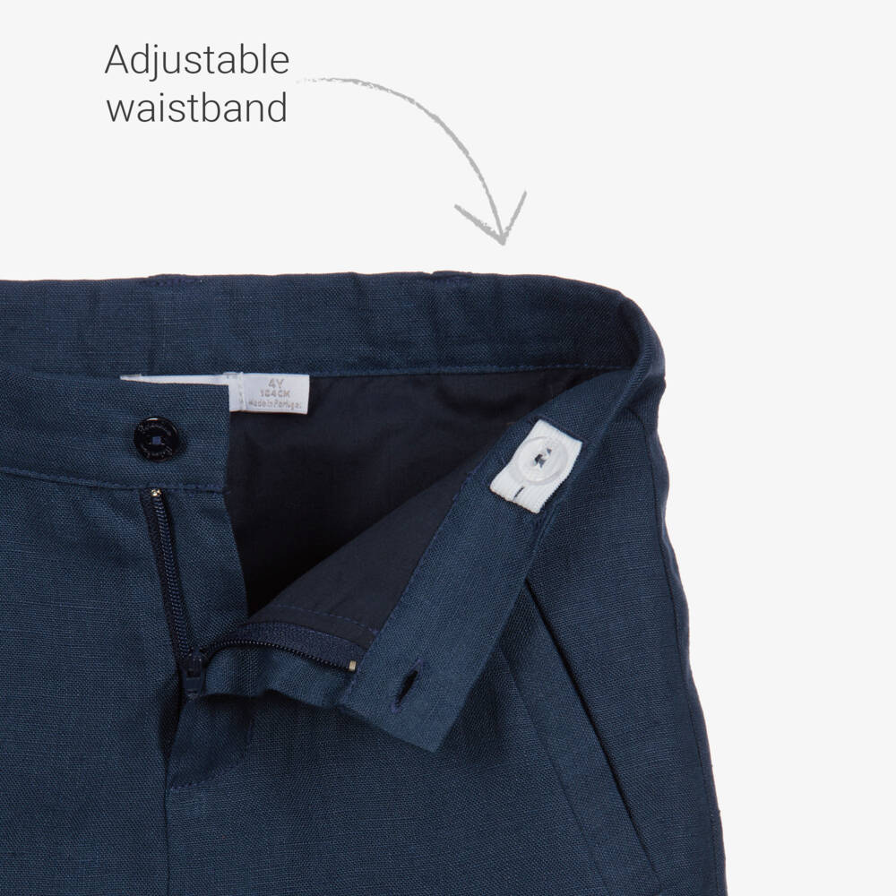 Patachou-طقم شورت 4 قطع قطن وكتّان لون كحلي وأبيض للأولاد | Childrensalon Outlet