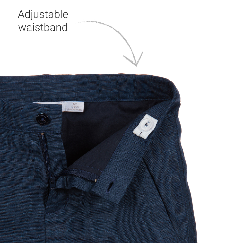 Patachou-Blue & White Linen Shorts Set | Childrensalon Outlet