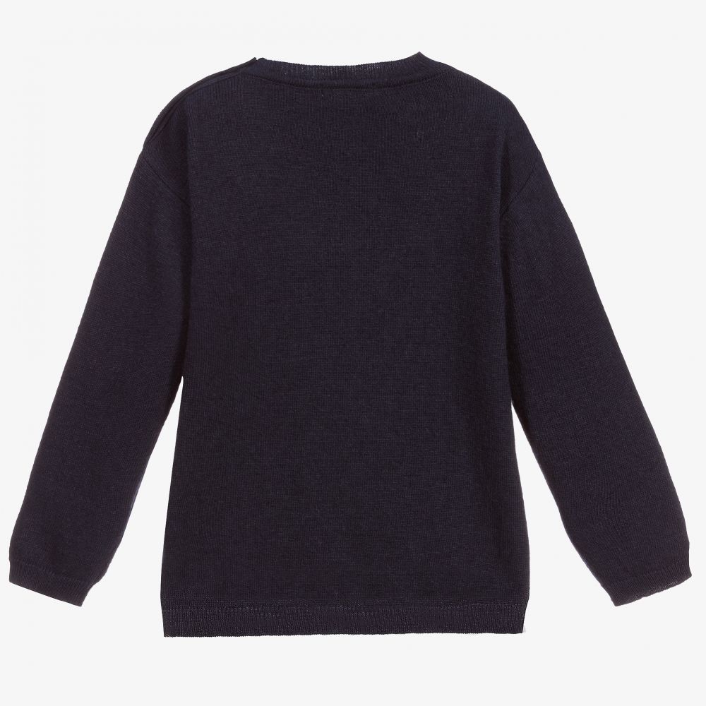 Patachou-Blue Wool Reindeer Sweater | Childrensalon Outlet