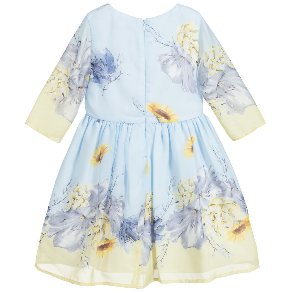 Patachou-Blue & Yellow Chiffon Dress | Childrensalon Outlet