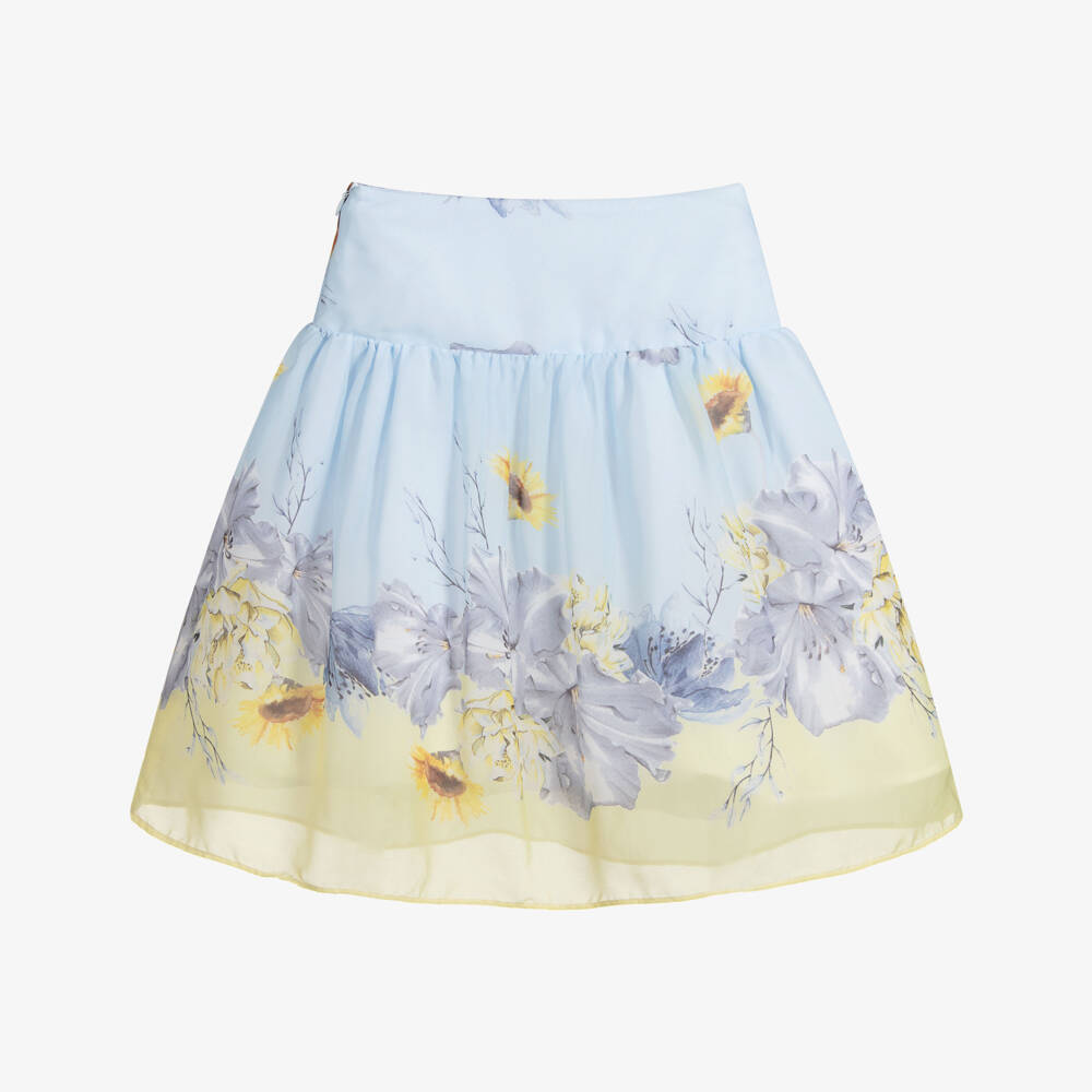 Patachou-Blue & Yellow Chiffon Skirt | Childrensalon Outlet