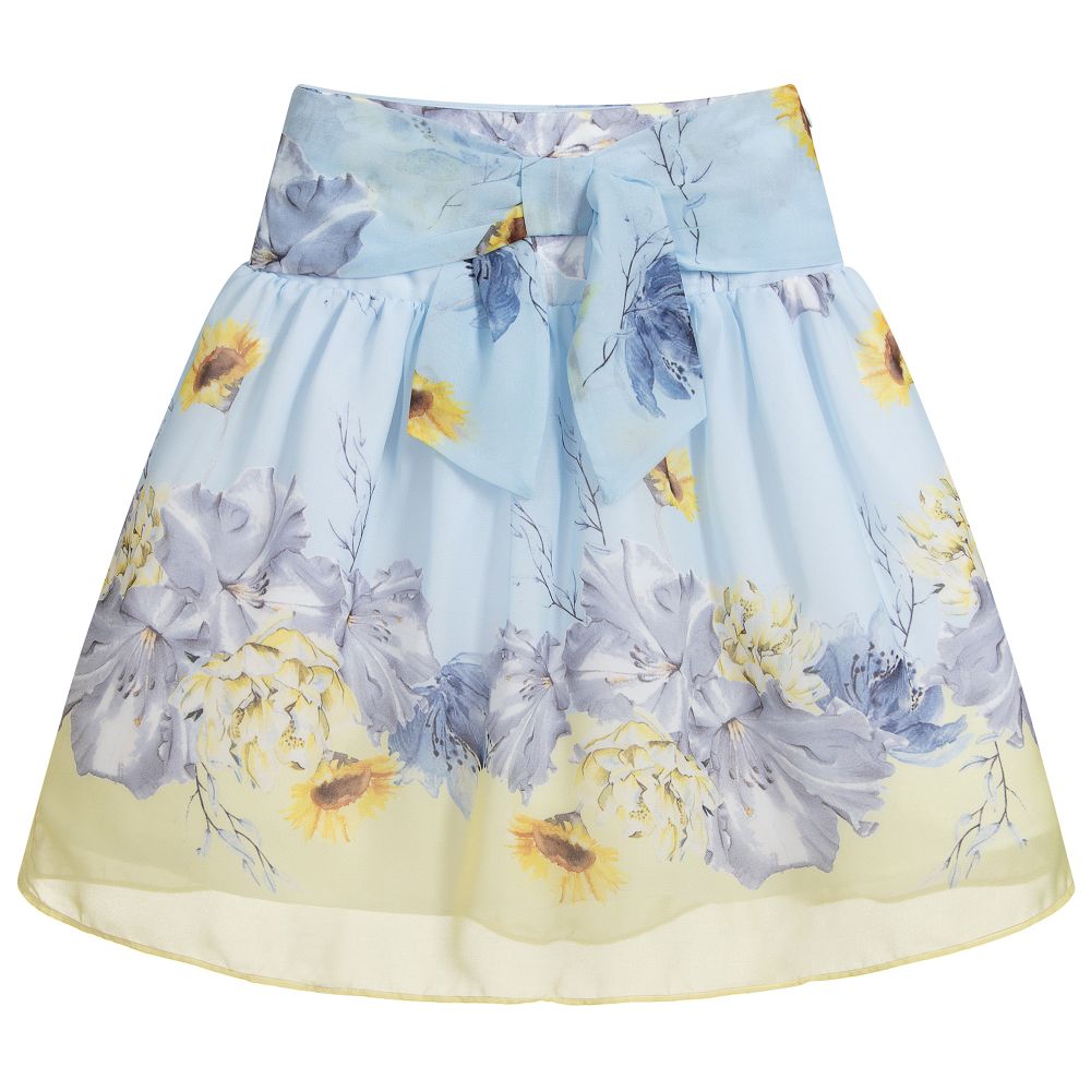 Patachou - Blue & Yellow Chiffon Skirt | Childrensalon