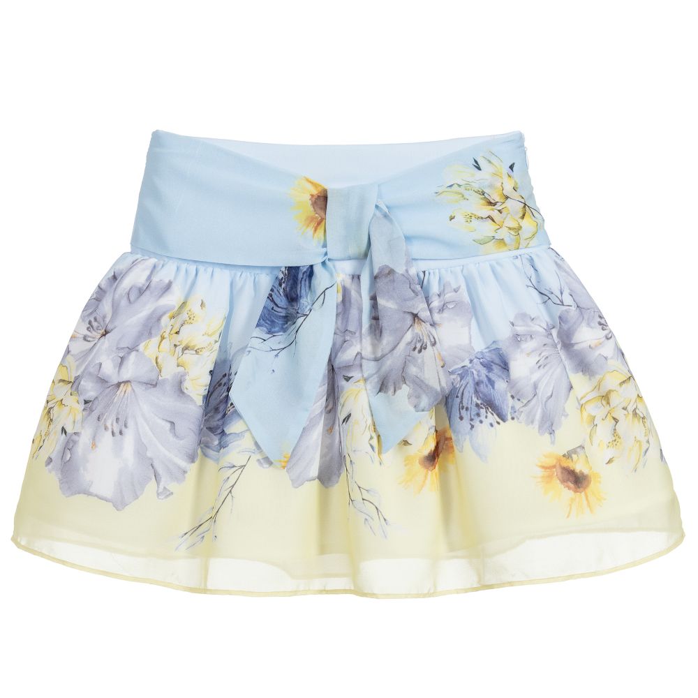 Patachou - Blue & Yellow Chiffon Skirt | Childrensalon