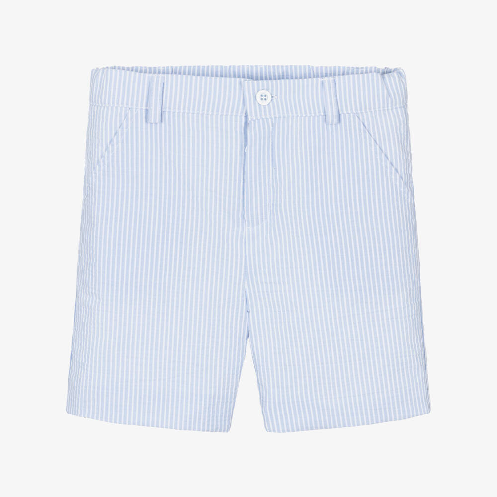 Patachou-Boys Azure Cotton Striped Shorts | Childrensalon Outlet