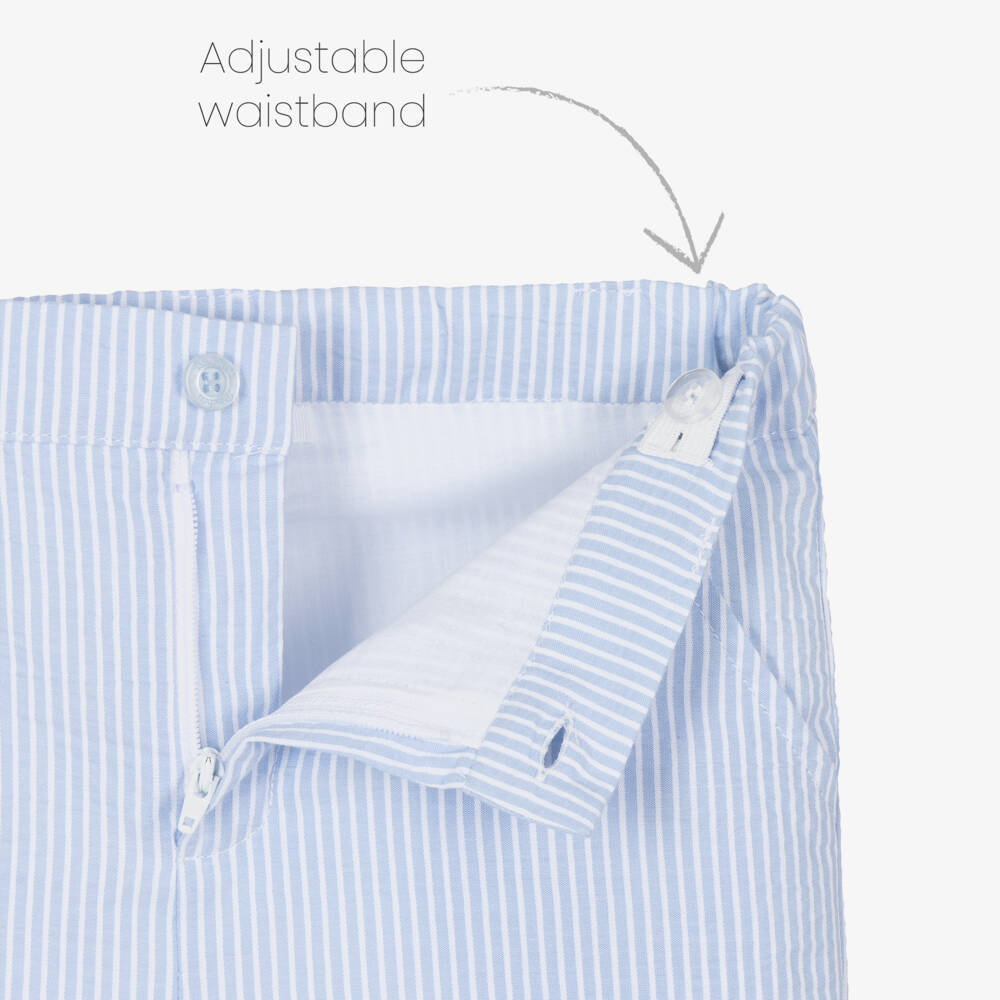 Patachou-Boys Azure Cotton Striped Shorts | Childrensalon Outlet