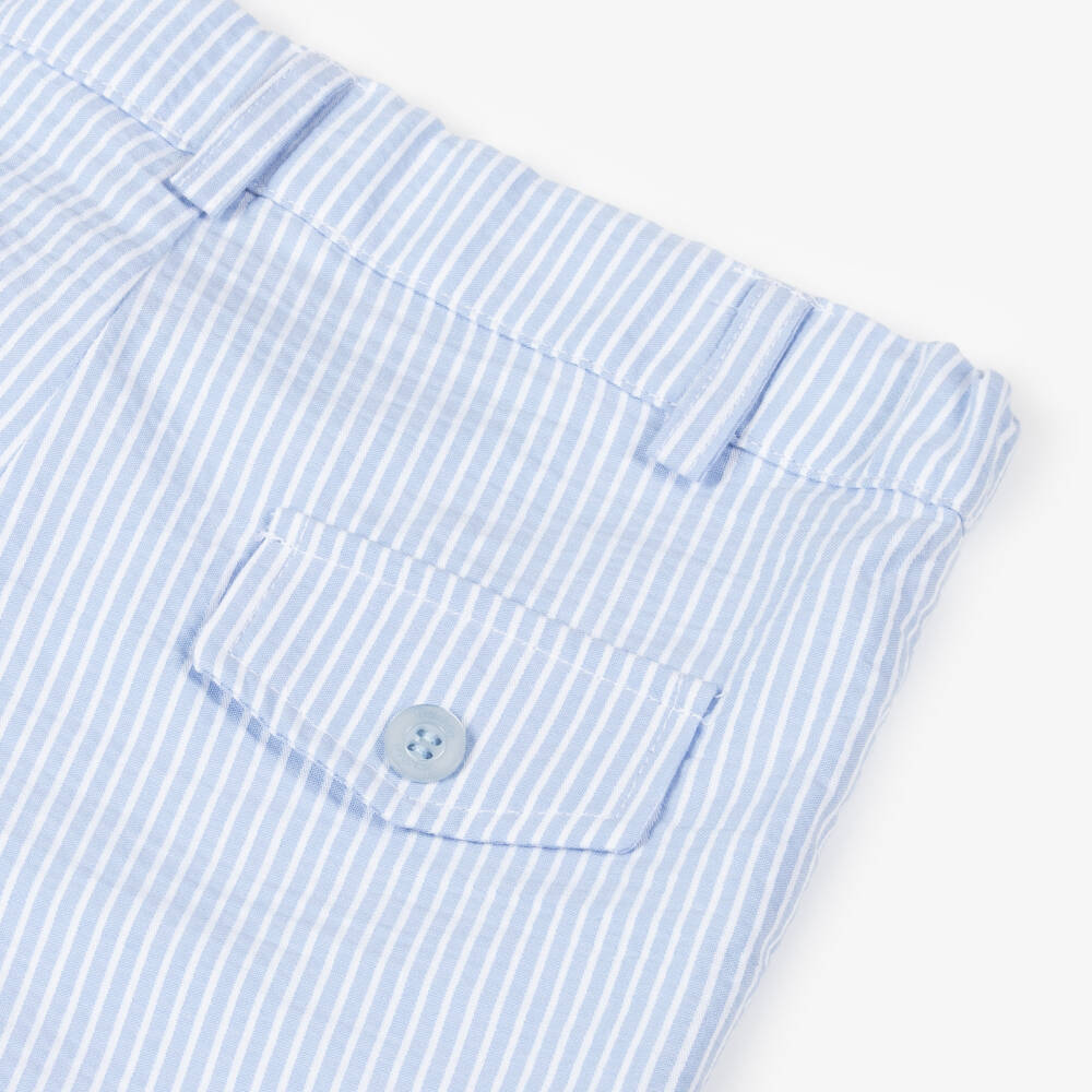 Patachou-Boys Azure Cotton Striped Shorts | Childrensalon Outlet