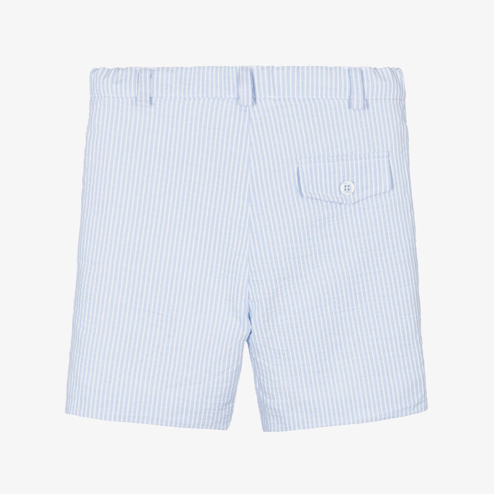 Patachou-Boys Azure Cotton Striped Shorts | Childrensalon Outlet