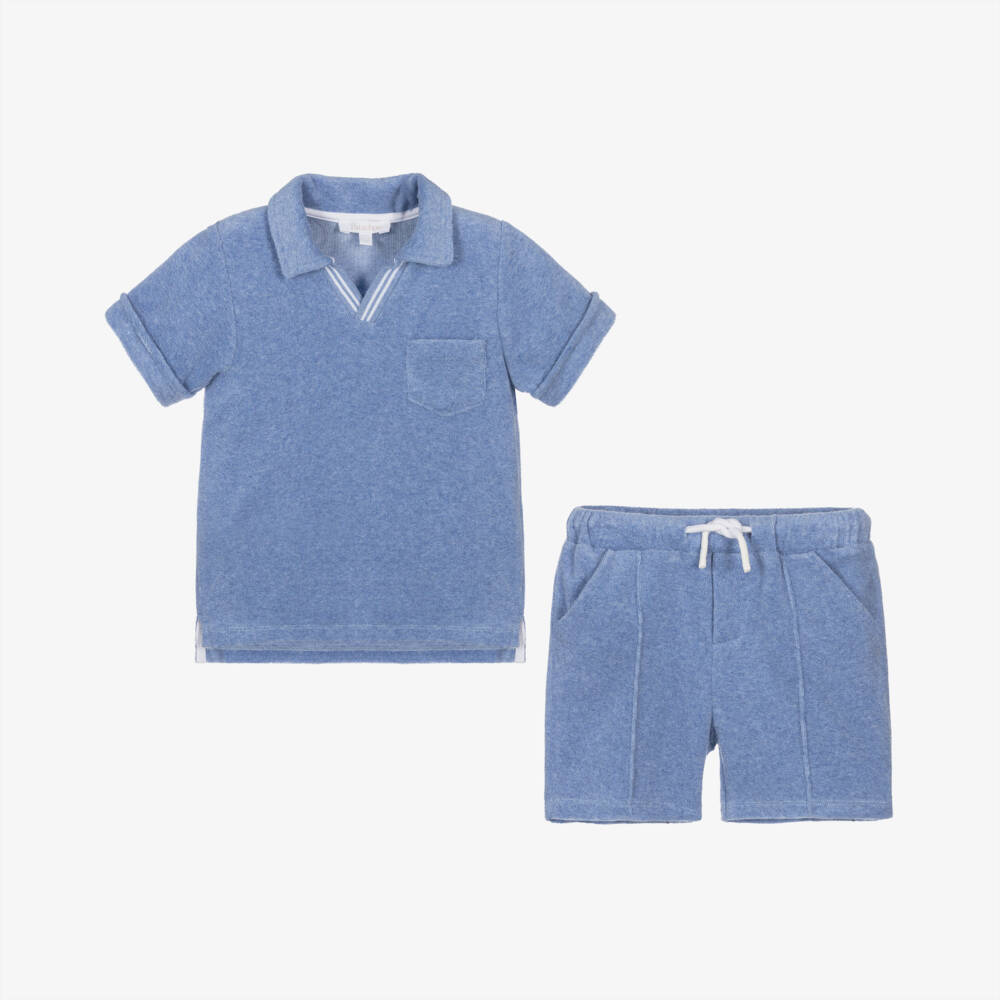 Patachou-Boys Azure Towelling Ensemble | Childrensalon Outlet