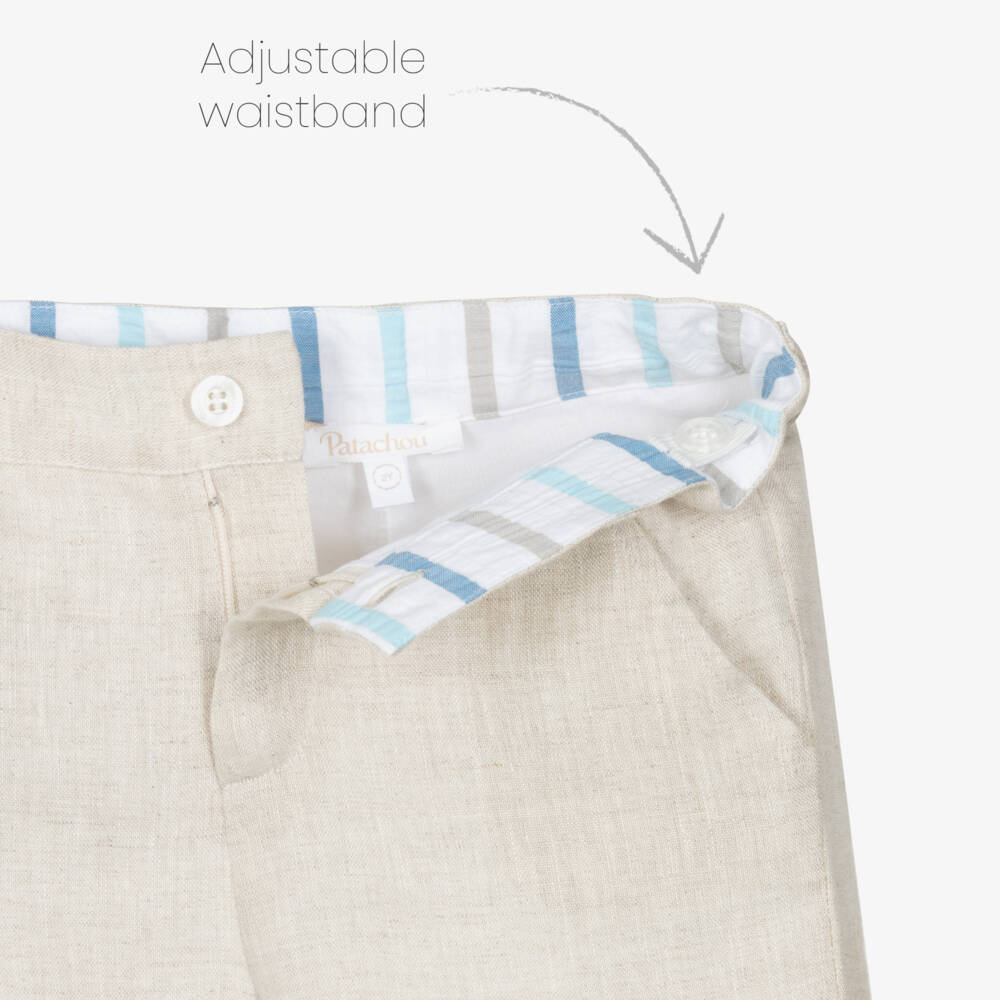 Patachou-Boys Beige Cotton & Linen Chino Shorts | Childrensalon Outlet