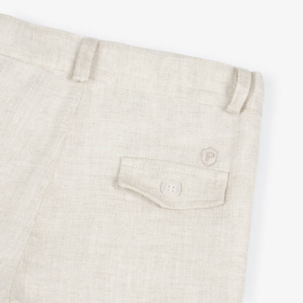 Patachou-Boys Beige Cotton & Linen Chino Shorts | Childrensalon Outlet