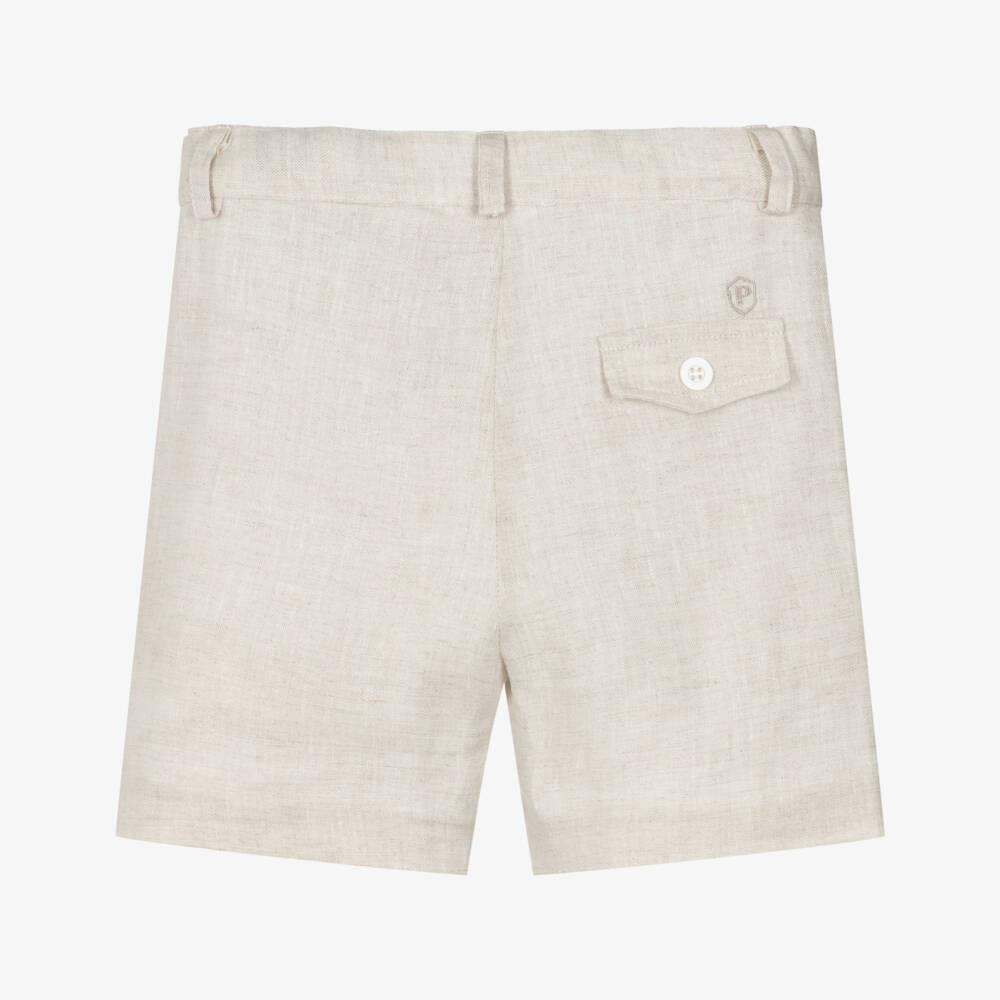 Patachou-Boys Beige Cotton & Linen Chino Shorts | Childrensalon Outlet
