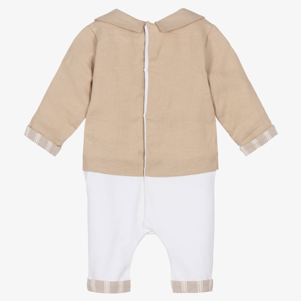 Patachou-Boys Beige Cotton & Linen Romper | Childrensalon Outlet