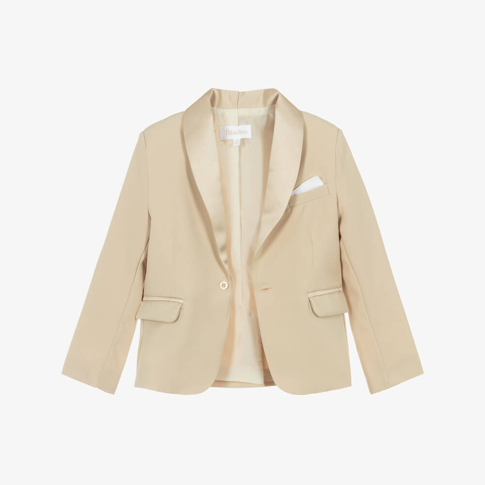 Patachou-Boys Beige Crêpe & Satin Shorts Suit | Childrensalon Outlet