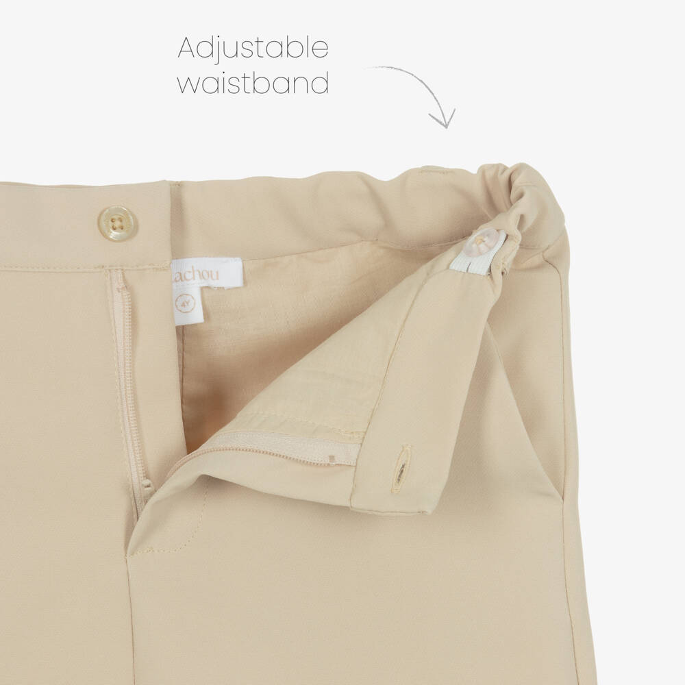 Patachou-Boys Beige Crêpe & Satin Shorts Suit | Childrensalon Outlet