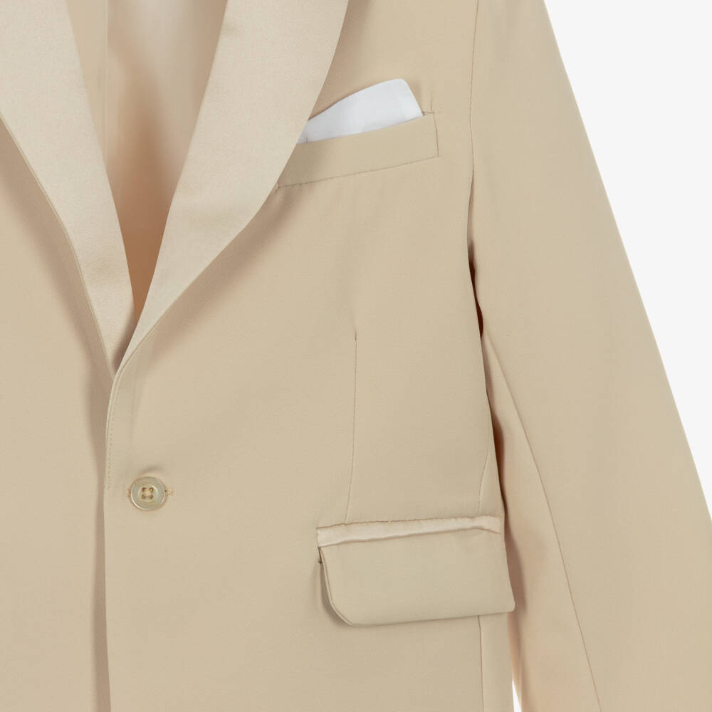 Patachou-Boys Beige Crêpe & Satin Shorts Suit | Childrensalon Outlet
