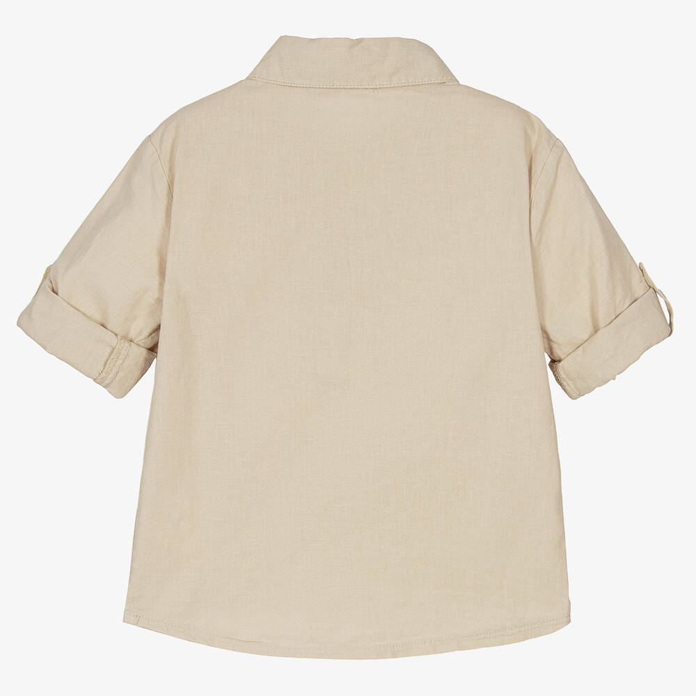 Patachou-Boys Beige Linen & Cotton Shirt | Childrensalon Outlet