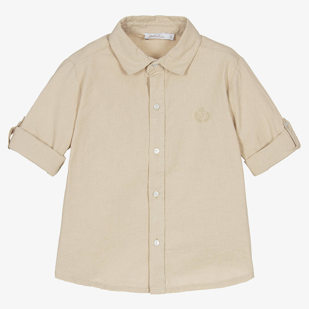 Patachou - Chemise beige lin et coton garçon | Childrensalon