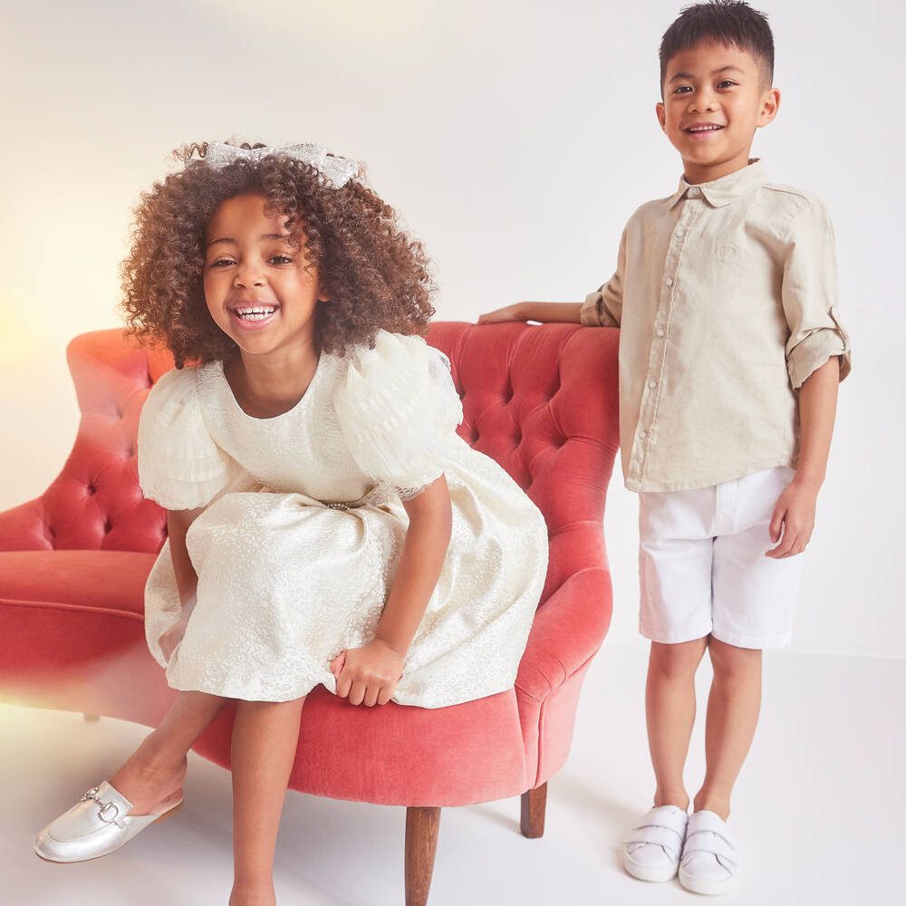 Patachou-Boys Beige Linen & Cotton Shirt | Childrensalon Outlet