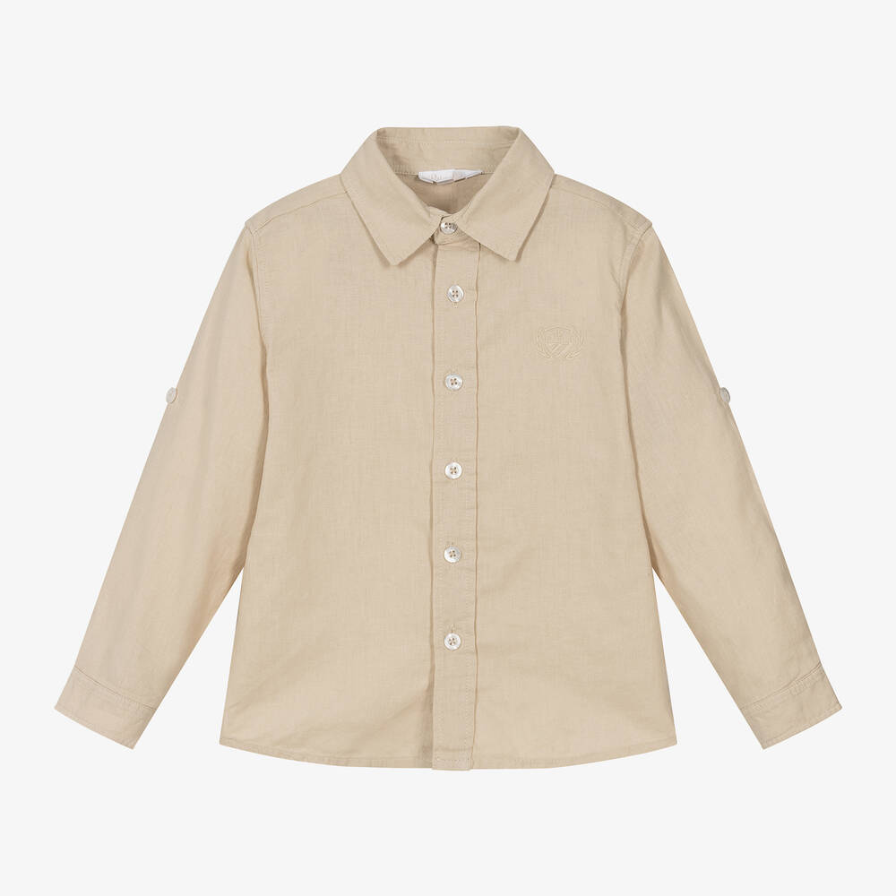 Patachou-Boys Beige Linen & Cotton Shirt | Childrensalon Outlet