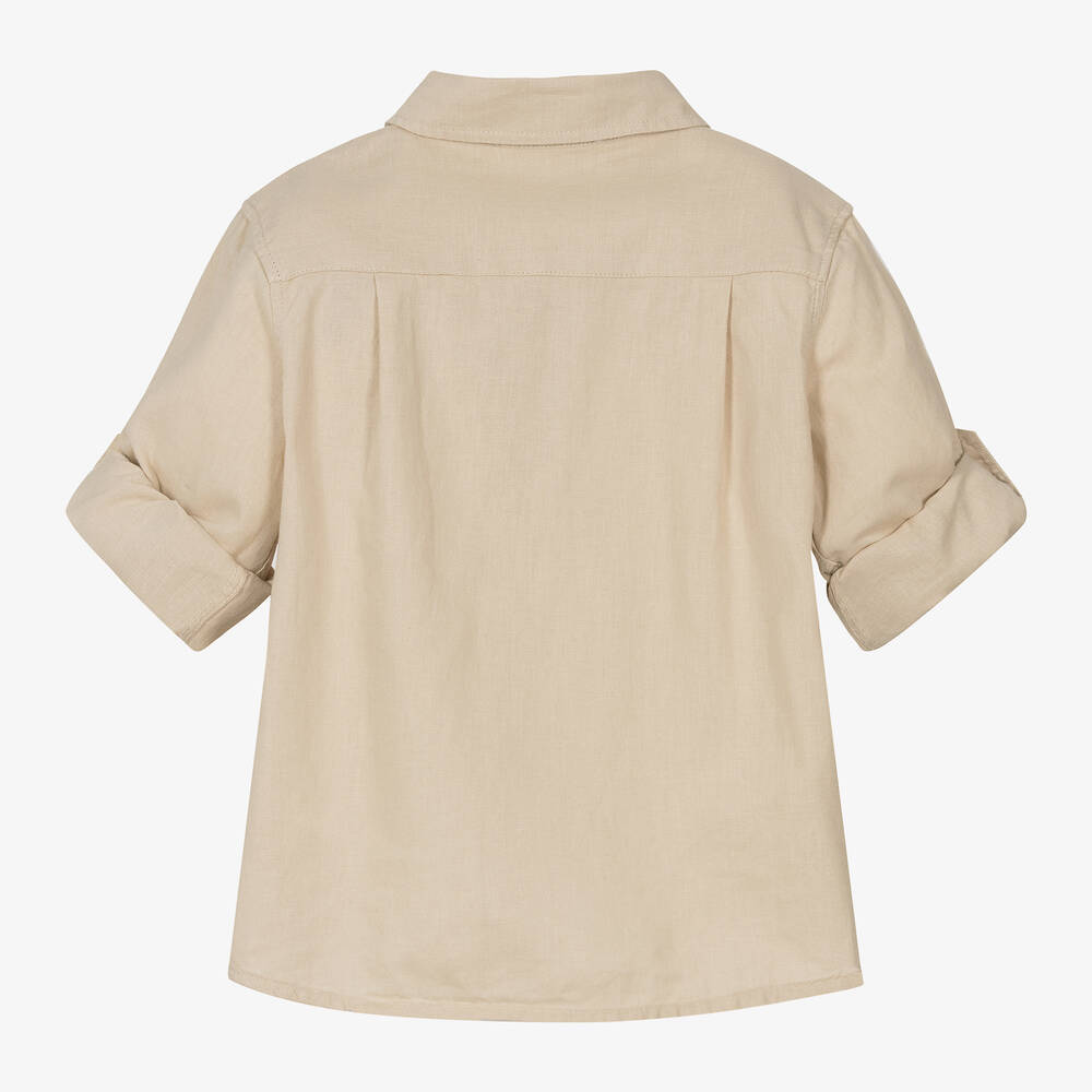 Patachou-Boys Beige Linen & Cotton Shirt | Childrensalon Outlet
