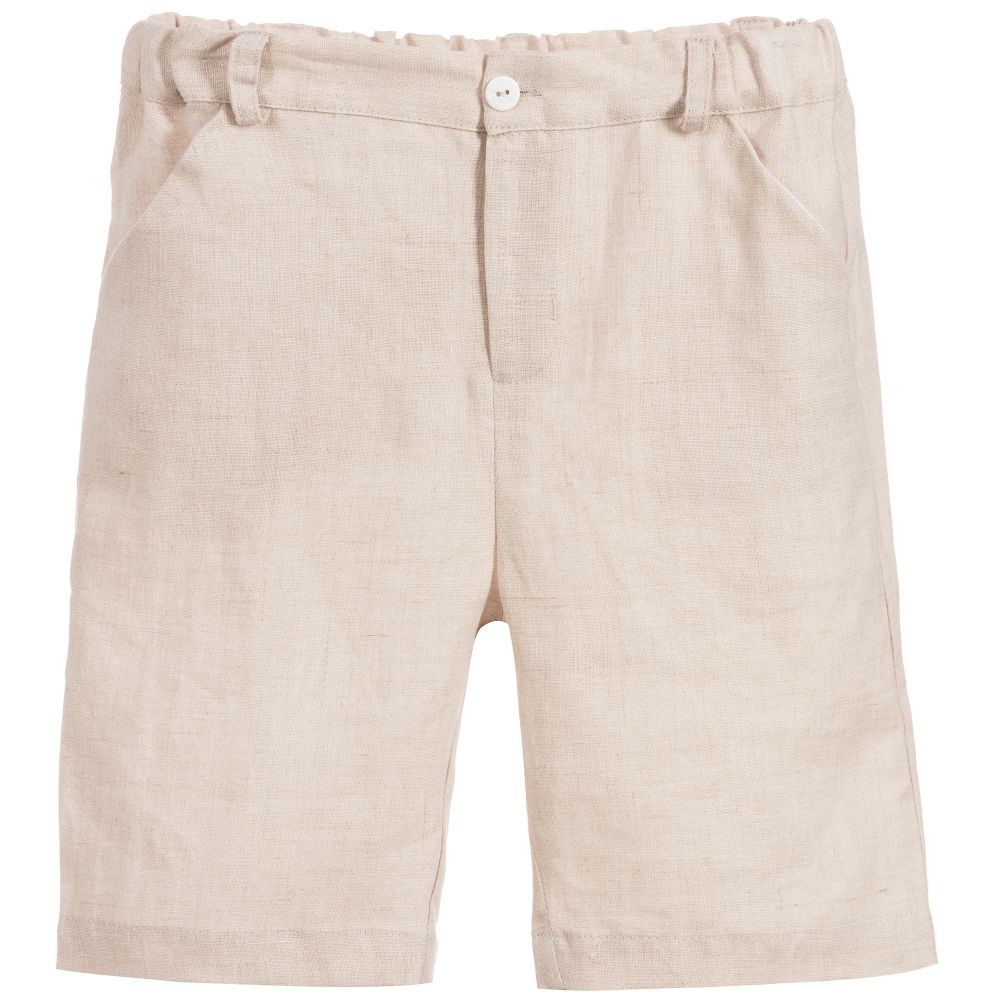 Patachou - Boys Beige Linen Shorts | Childrensalon