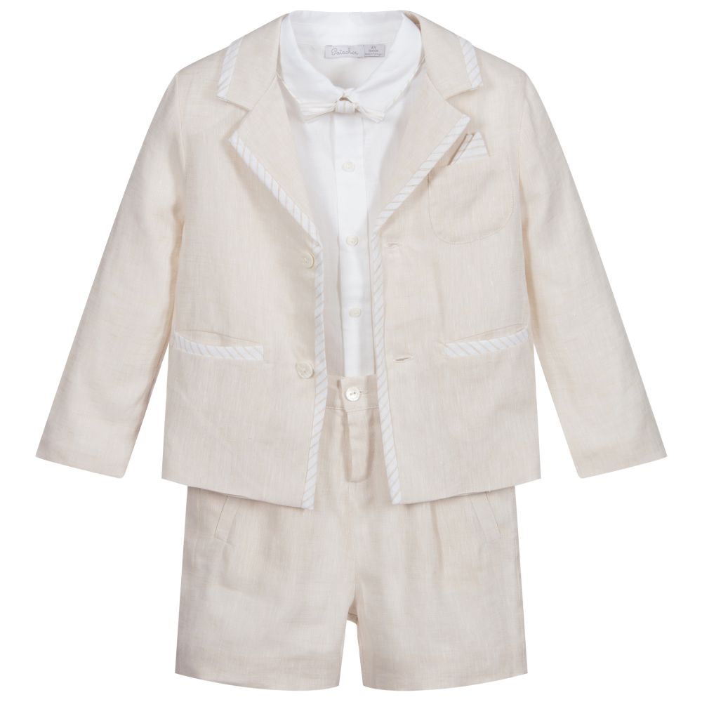 Patachou - Boys Beige Linen Shorts Set 