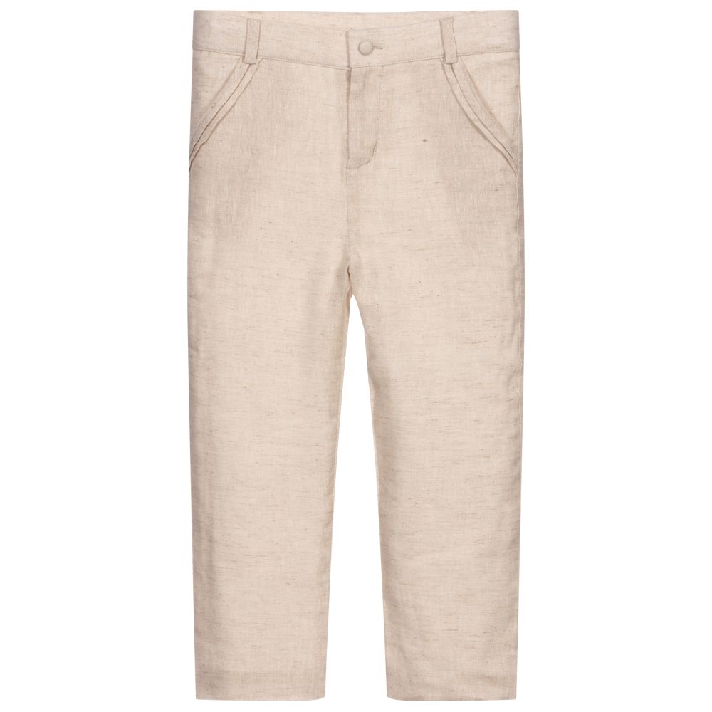 Patachou - Boys Beige Linen Trousers | Childrensalon