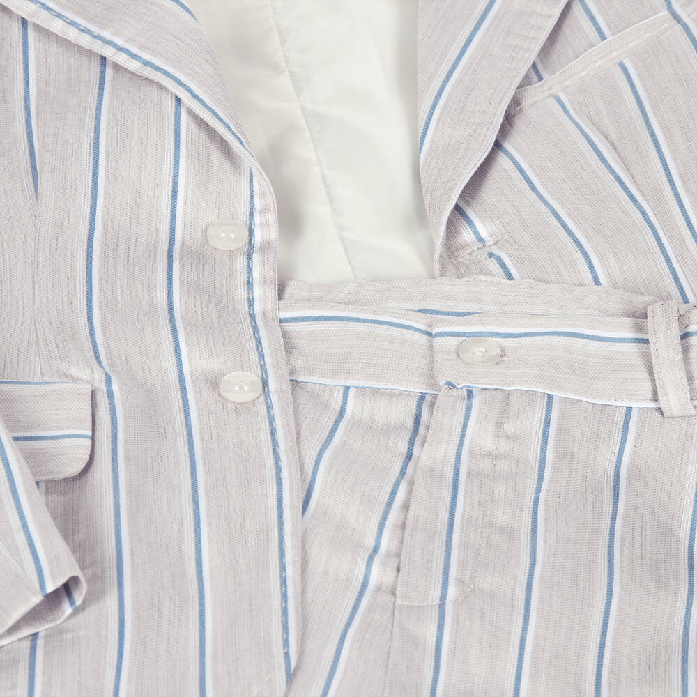 Patachou-Boys Beige Striped Shorts Suit | Childrensalon Outlet
