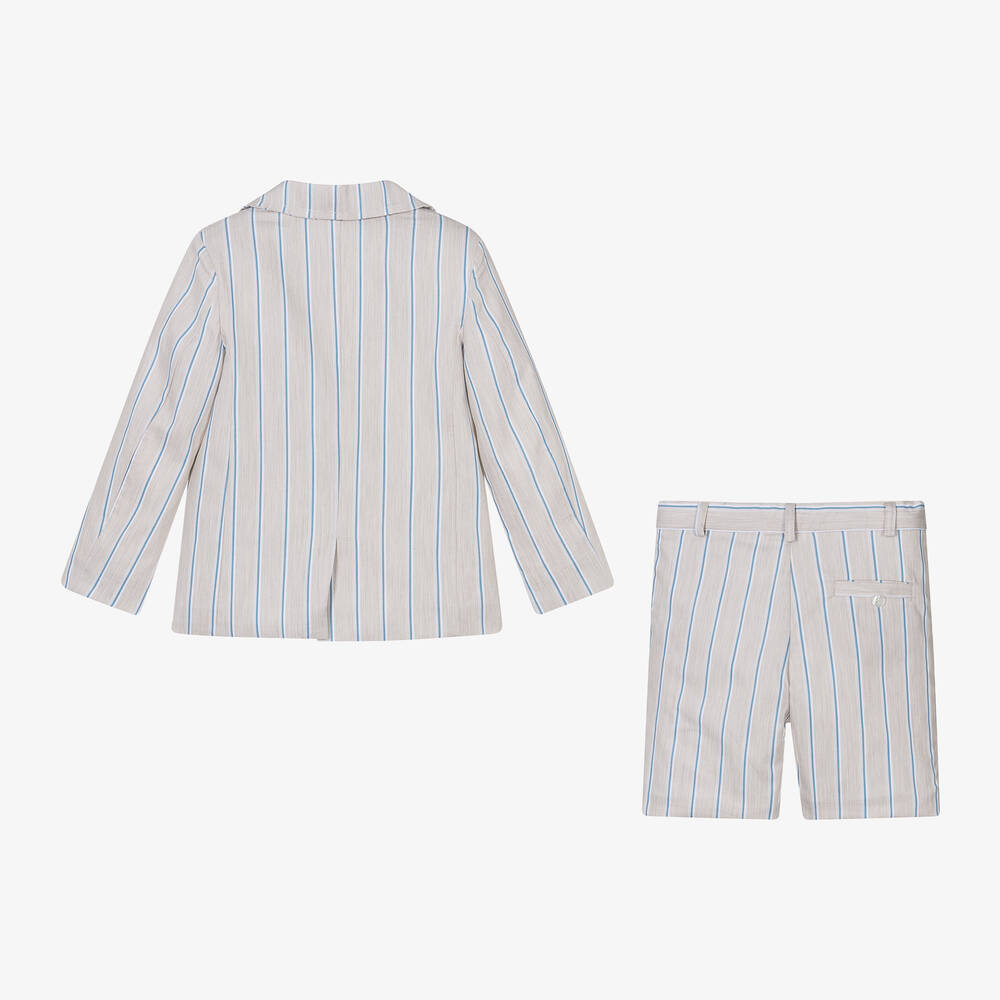 Patachou-Boys Beige Striped Shorts Suit | Childrensalon Outlet