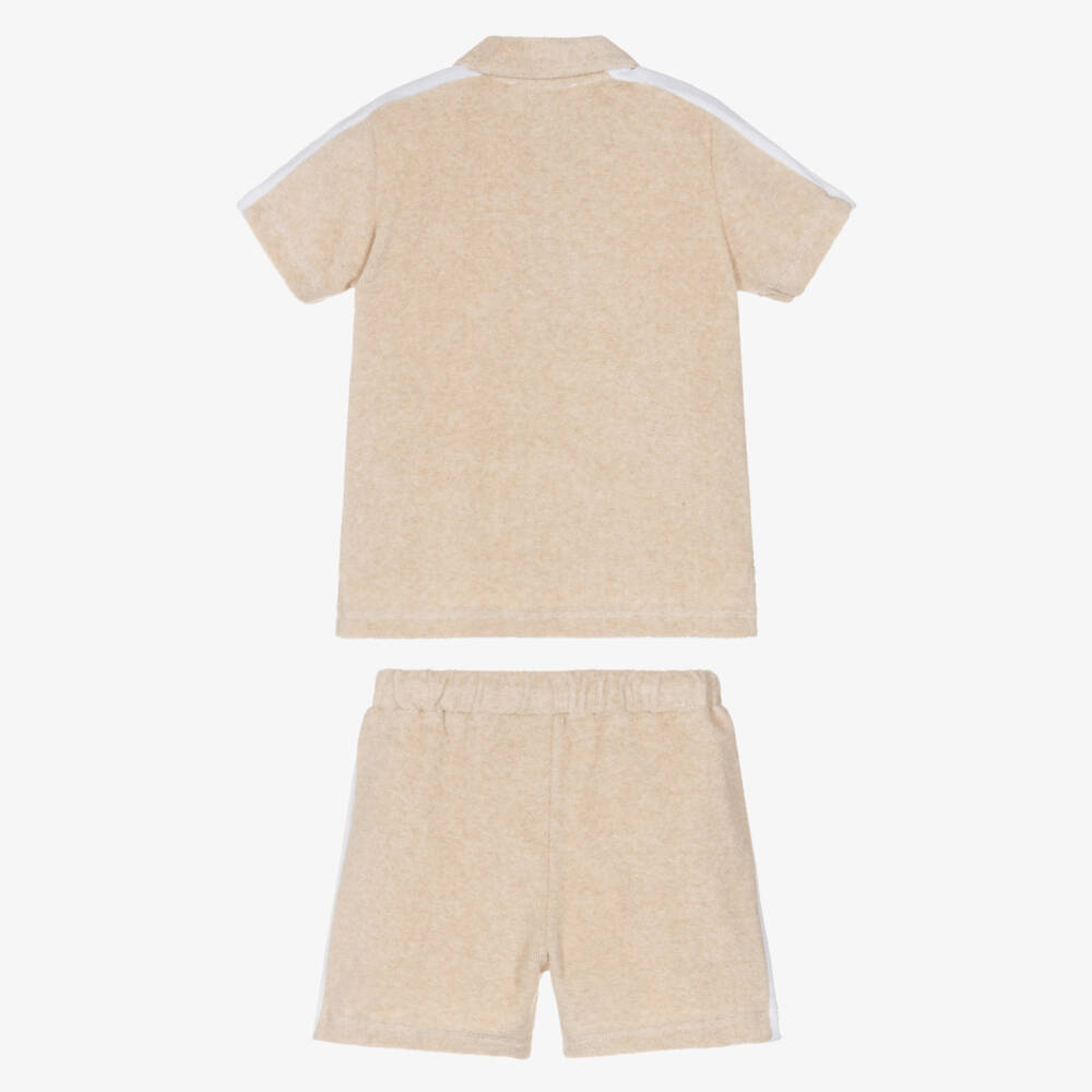Patachou-Boys Beige Towelling Shorts Set | Childrensalon Outlet