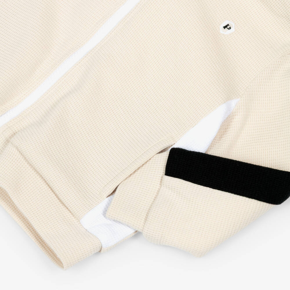 Patachou-Boys Beige Waffle Cotton Jersey Hoodie Shorts Set | Childrensalon Outlet