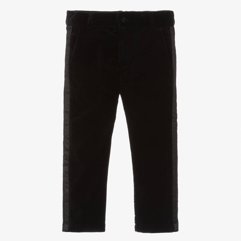 Patachou - Boys Black Velvet Trousers | Childrensalon