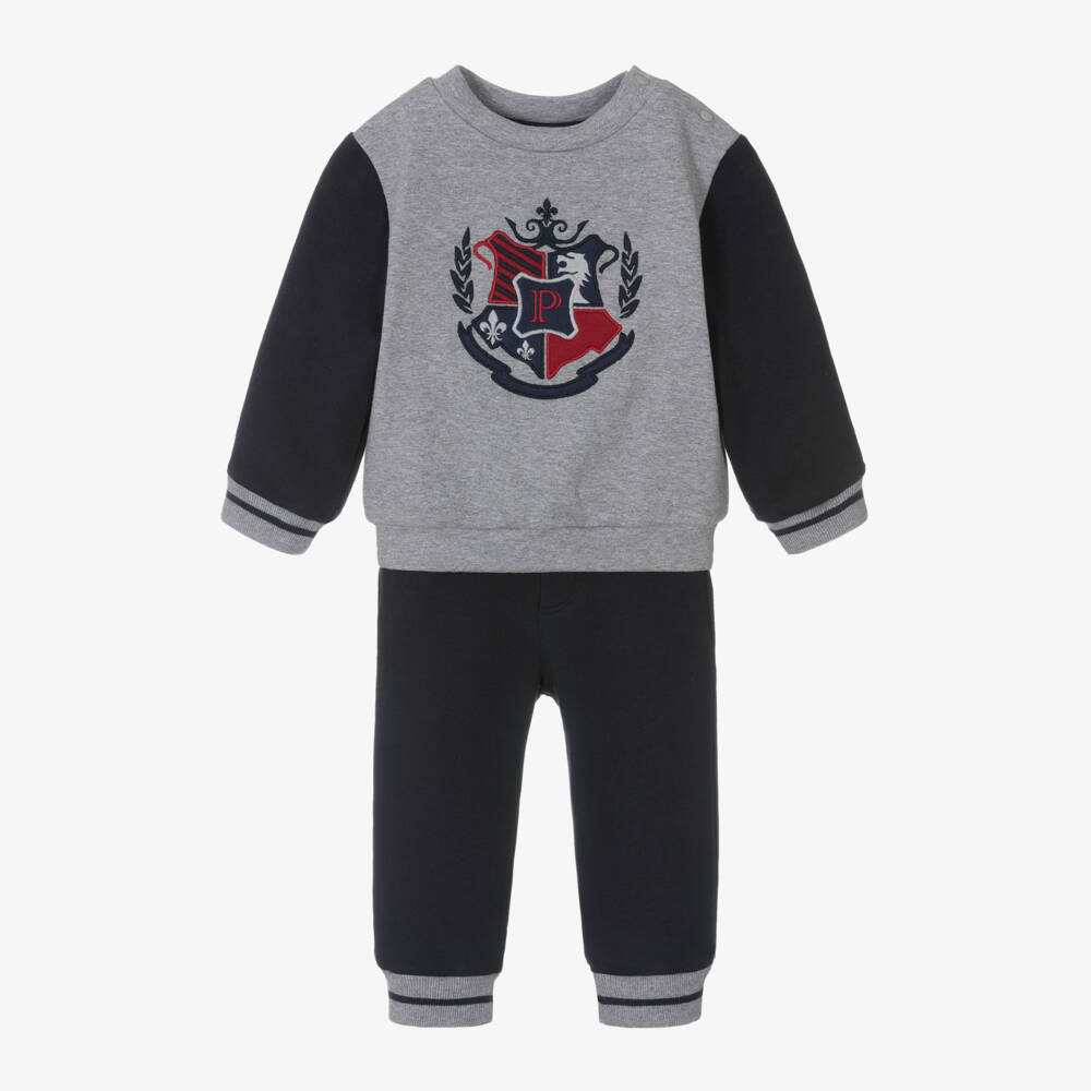 Patachou-Boys Blue and Grey Jersey Set | Childrensalon Outlet