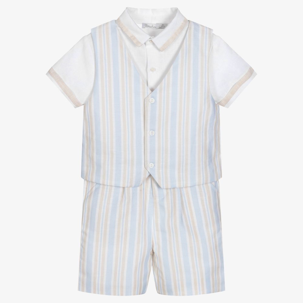 Patachou - Бежево-голубая рубашка и шорты для мальчиков | Childrensalon