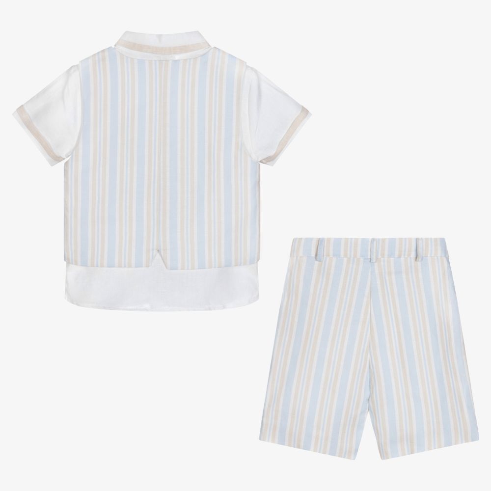 Patachou-Boys Blue & Beige Shorts Set | Childrensalon Outlet