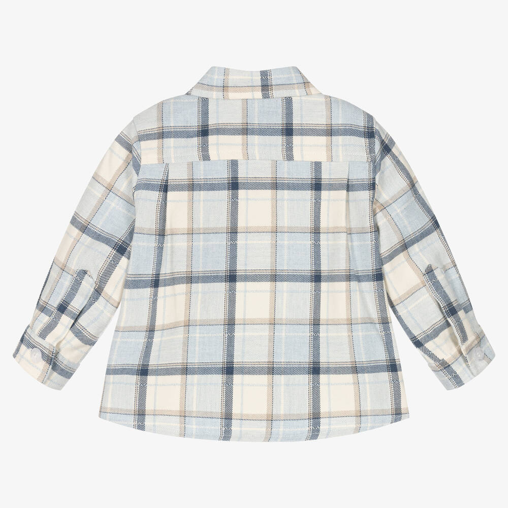 Patachou-قميص قطن فلانيل كاروهات لون أزرق للأولاد | Childrensalon Outlet