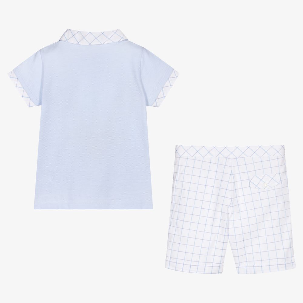 Patachou-طقم شورت قطن لون أزرق وأبيض للأولاد | Childrensalon Outlet