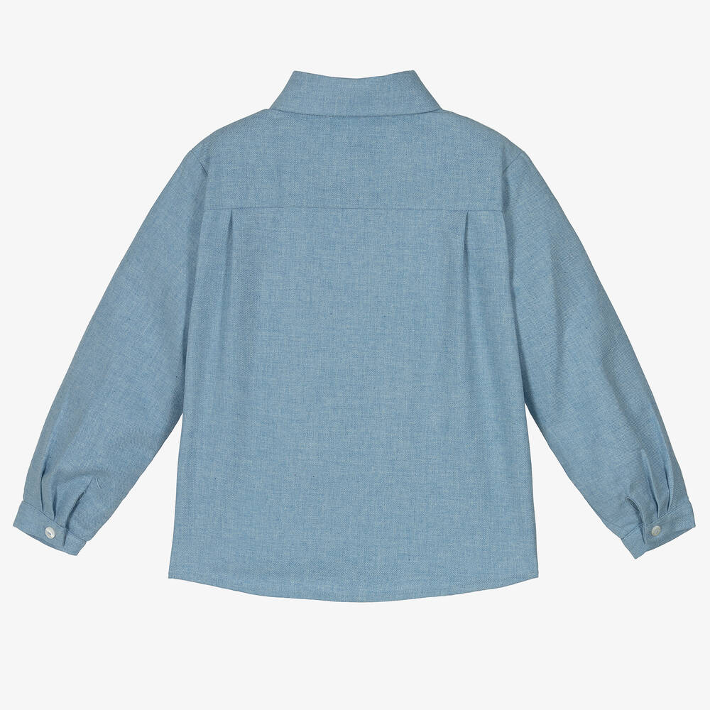 Patachou-Boys Blue Cotton Flannel Shirt | Childrensalon Outlet