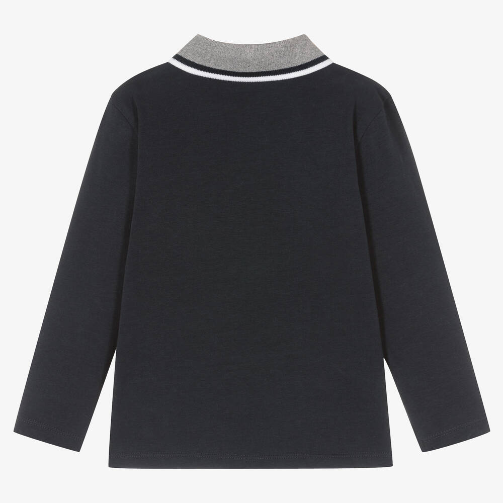 Patachou-توب بولو قطن جيرسي لون أزرق للأولاد | Childrensalon Outlet