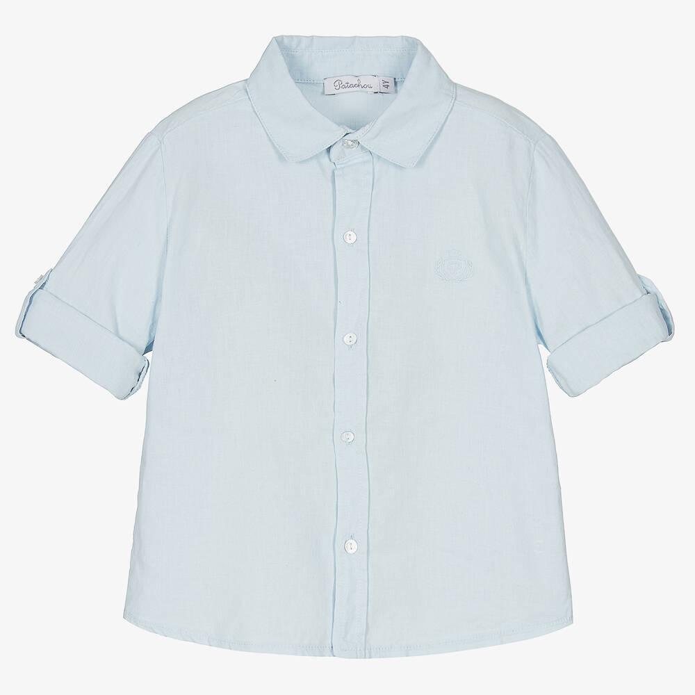 Patachou-Boys Blue Cotton & Linen Shirt | Childrensalon Outlet