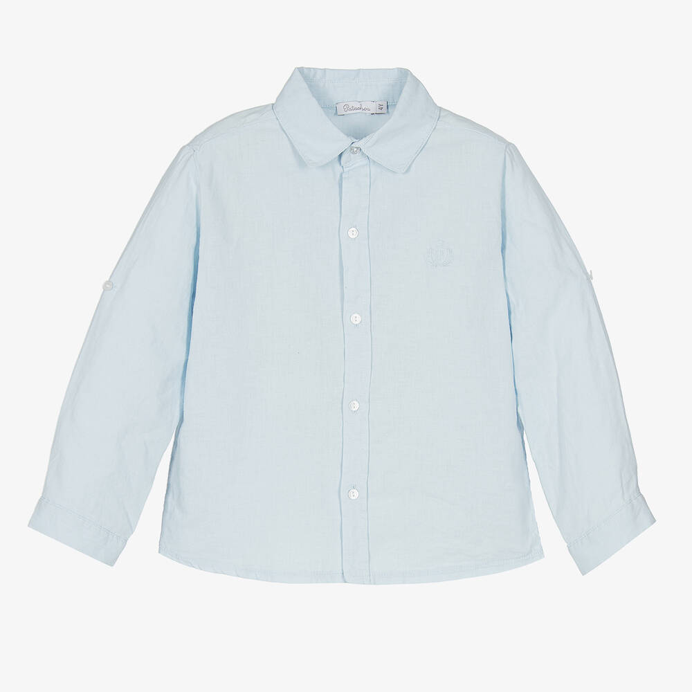 Patachou-Boys Blue Cotton & Linen Shirt | Childrensalon Outlet