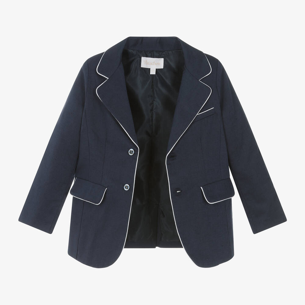 Patachou-Boys Blue Cotton & Linen Shorts Suit | Childrensalon Outlet