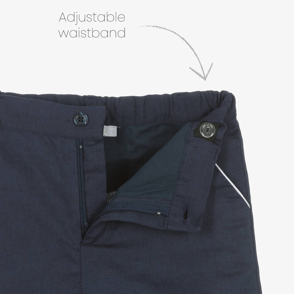 Patachou-Boys Blue Cotton & Linen Shorts Suit | Childrensalon Outlet