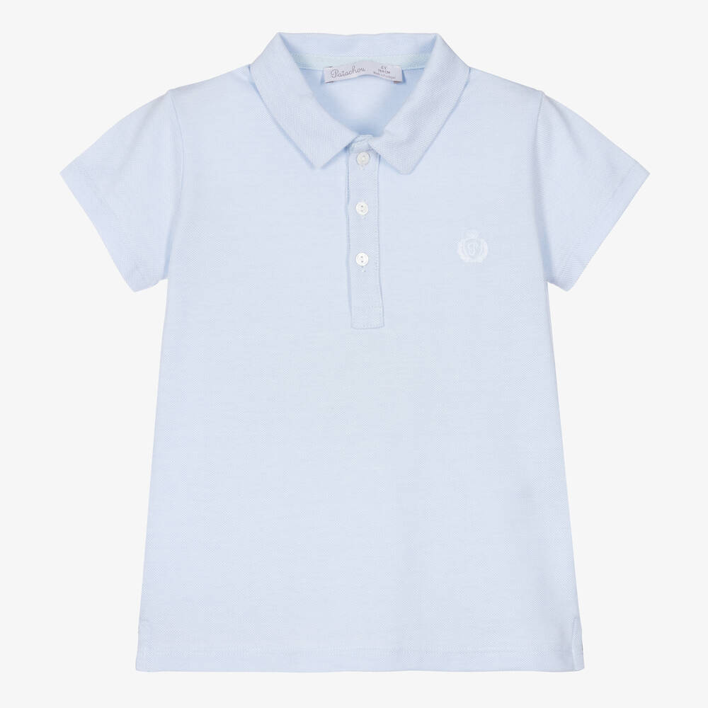 Patachou - Boys Blue Cotton Polo Shirt | Childrensalon