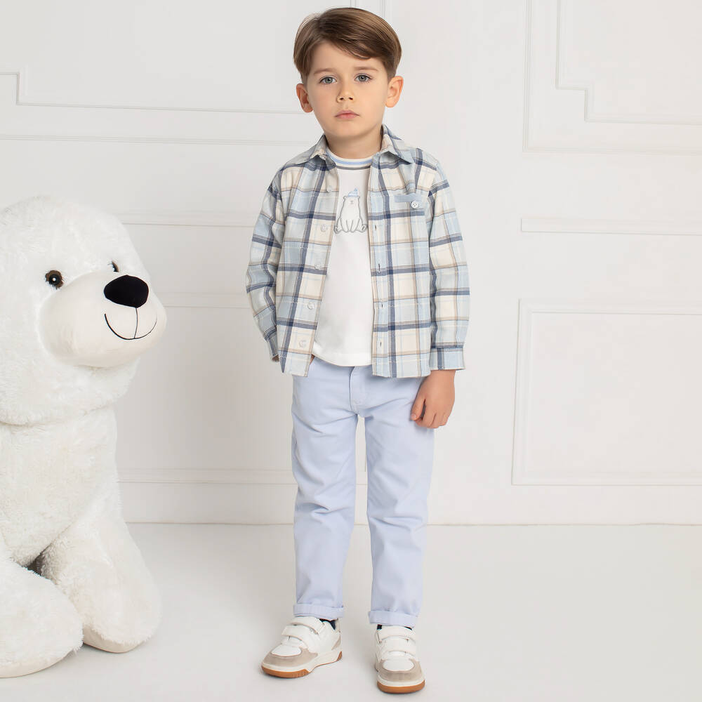 Patachou-Boys Blue Cotton Trousers | Childrensalon Outlet