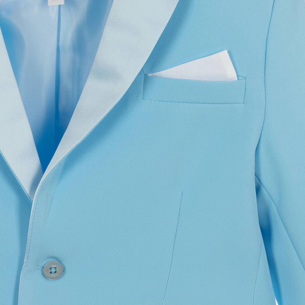 Patachou-Boys Blue Crêpe & Satin Shorts Suit | Childrensalon Outlet