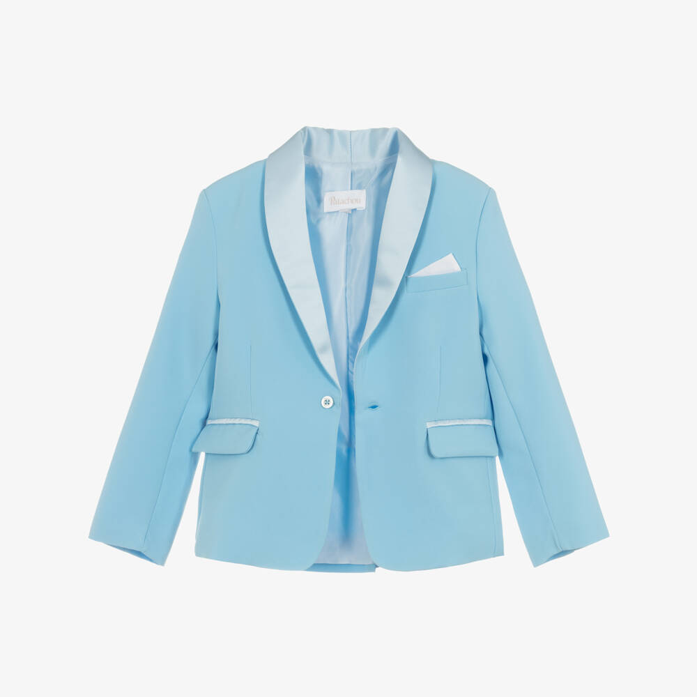 Patachou-Boys Blue Crêpe & Satin Shorts Suit | Childrensalon Outlet